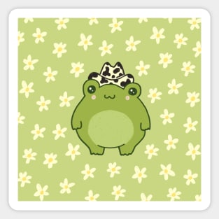 Riding into Cuteness: Cute Frog with Cowboy Hat Sheriff and Chubby Cowgirl Toady Embrace the Western Rodeo Spirit! Sticker